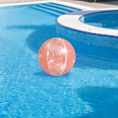 Ballon de plage gonflable scintillant - 16 po - Rose saumon