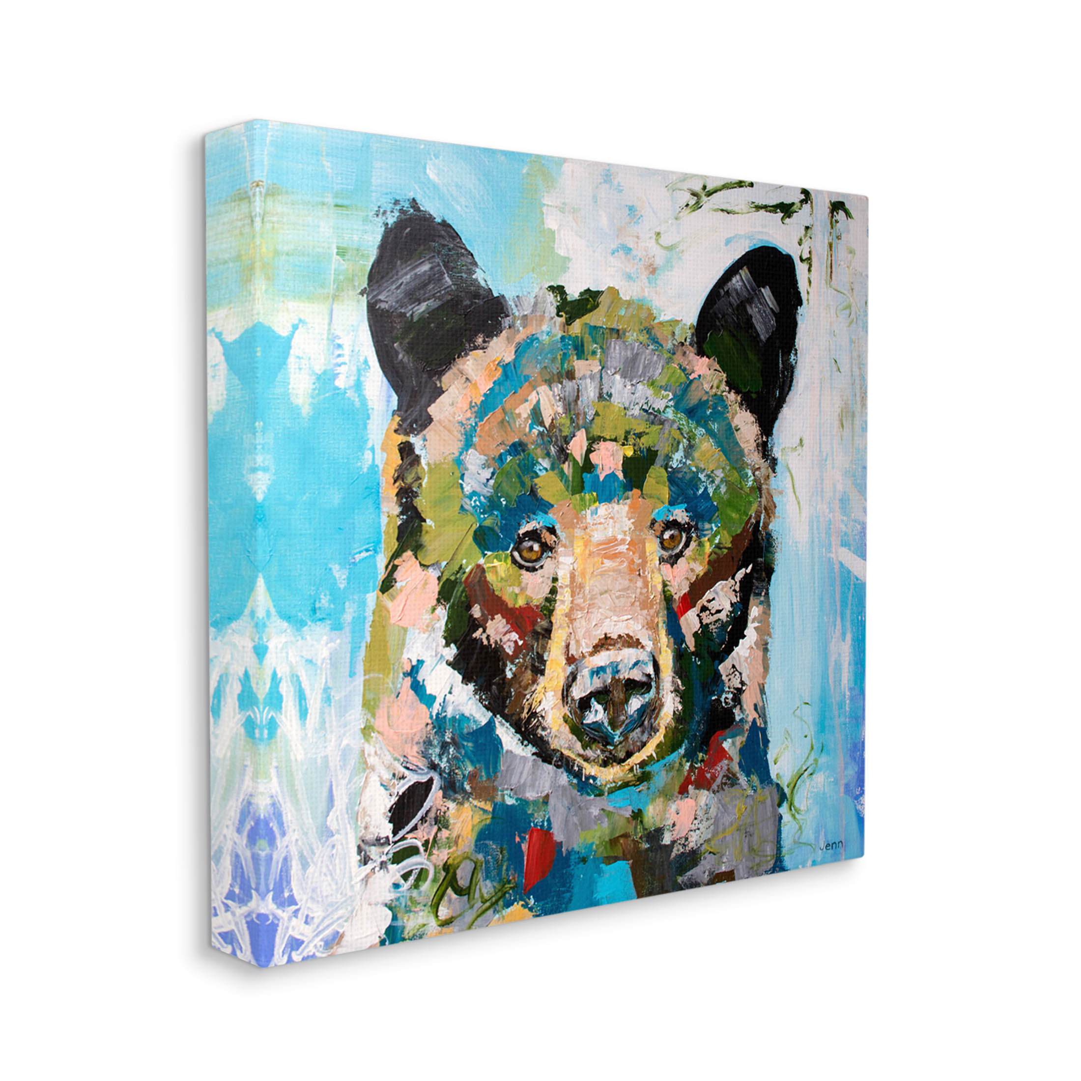 Stupell Industries Abstract Chaotic Bear Wildlife Framed On Canvas by Jen  Seeley Painting Wayfair