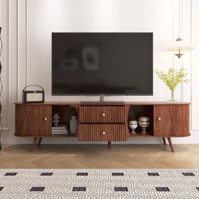 Meuble audio-vidéo pour téléviseur de 80 po ou moins de style Mid-Century moderne de 70,8 po de largeur