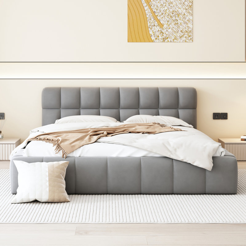 Bed, 140 x 190cm, Grey