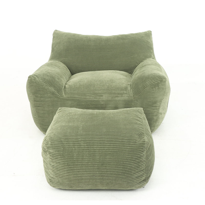 Fauteuil à billes en velours côtelé, Velours côtelé vert