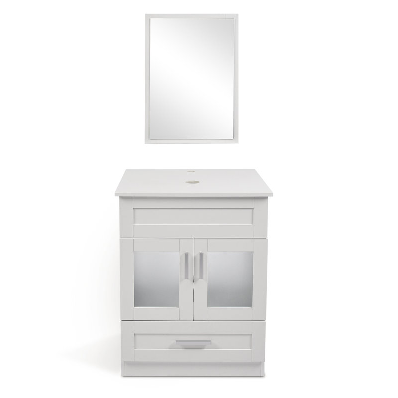 Ensemble de meuble-lavabo mural simple 24 po avec Miroir awura