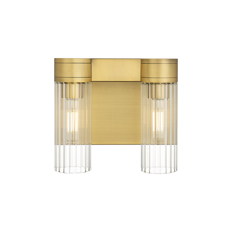 Applique murale 11 po 2 lumières Empire, Laiton brossé, Transparent, H 9,5 po x l 10,5 po x P 5,5 po