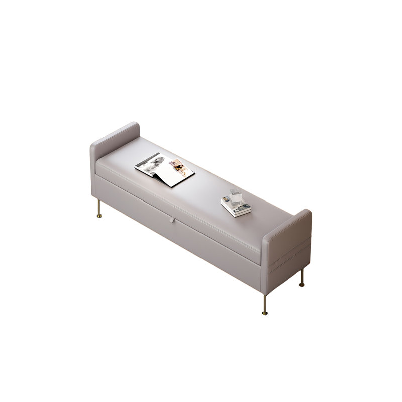 Banc de rangement rembourré Temeshia, H 21,25 po x l 39,37 po x P 17,71 po, Gris clair