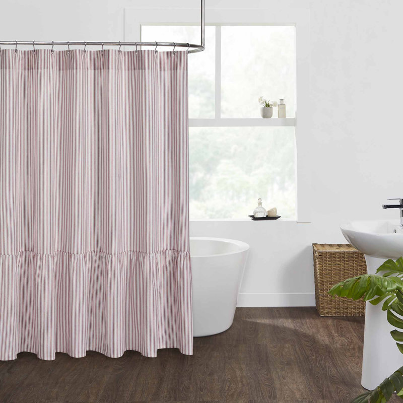 Rideau de douche à volants rouge Timeless Ticking