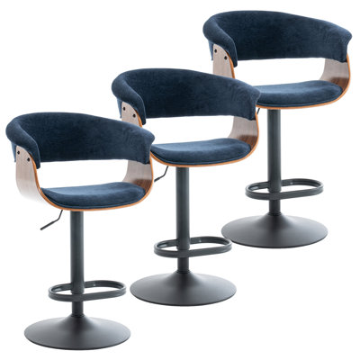 Adjustable Height Bar Stools With Fabric Seat Swivel Stool With Backrest For Kitchen Island, Bar, Home Pub​​