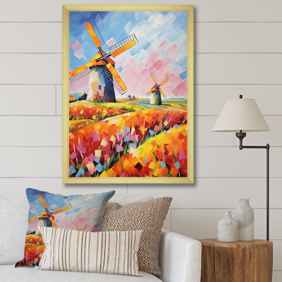 Colorful Flower Meadow Windmills I - Wind Turbines Wall Art