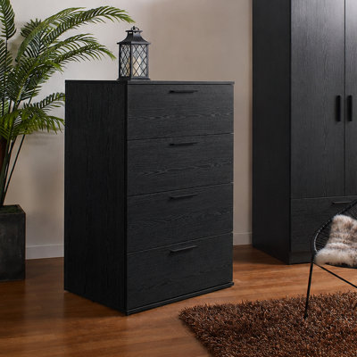 Commode noire à quatre tiroirs Oliver