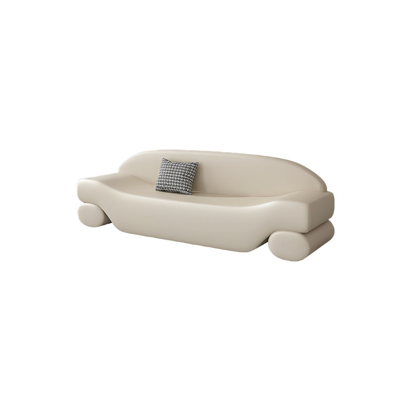 Banc rembourré en similicuir Towana, Blanc cassé