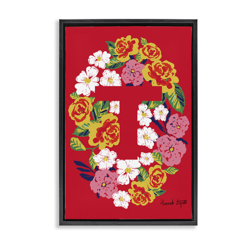 Toile flottante encadrée «T» par Hannah Louise Byatt, Cadre flottant noir de jais, H 25 po x l 17 po