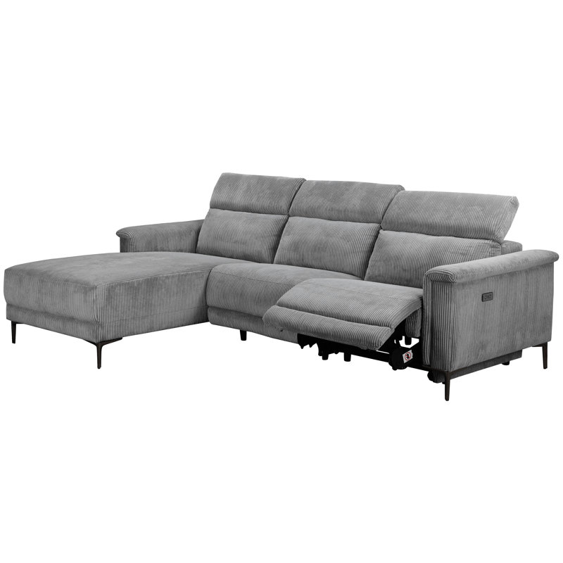 Bhairavi 3PL 1Recl L Elek Grey Corduroy 