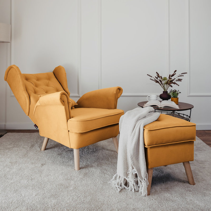 Upholstered Armchair, Yellow
