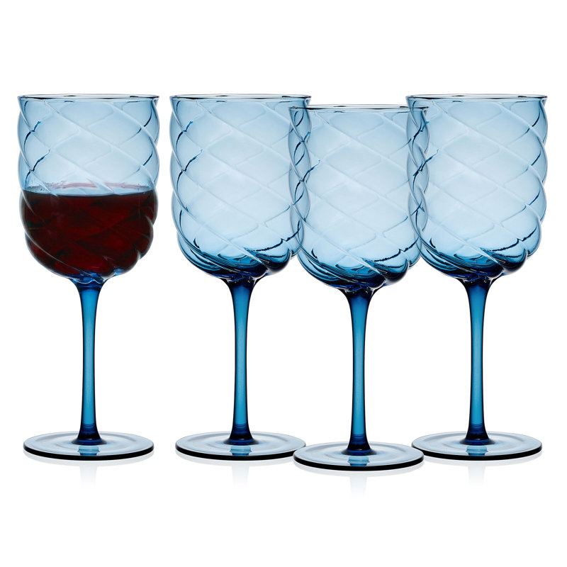 Mikasa Bubble Wine Glass Set of 4, Blue