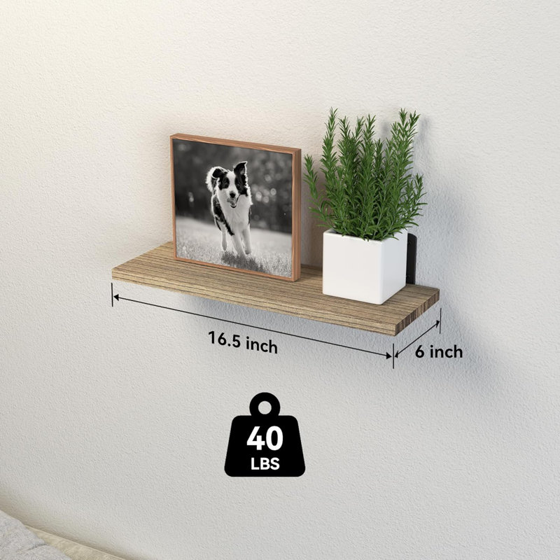 8-pack Floating Wood Shelves Rustic Brown