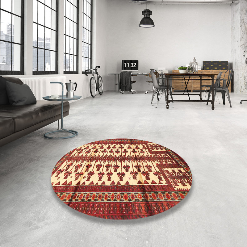Tapis traditionnel rouge / beige Ulti, Rond 3 pi