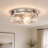 12''-3 Lights Brushed Sand Nickel Modern Metal And Glass Drum Dimmable Flush Mount Lighting For Bedroom-107080389