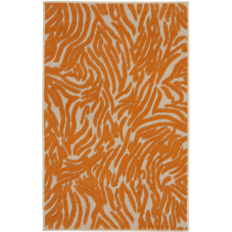 Tapis d'intérieur / extérieur orange Marazi, Rectangle 2 pi 8 po x 4 pi