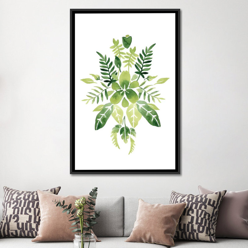 « verdoyant vignette iv », impression sur toile, H 26 po x l 18 po x P 1,5 po, Toile avec cadre noir, Pas de tapis