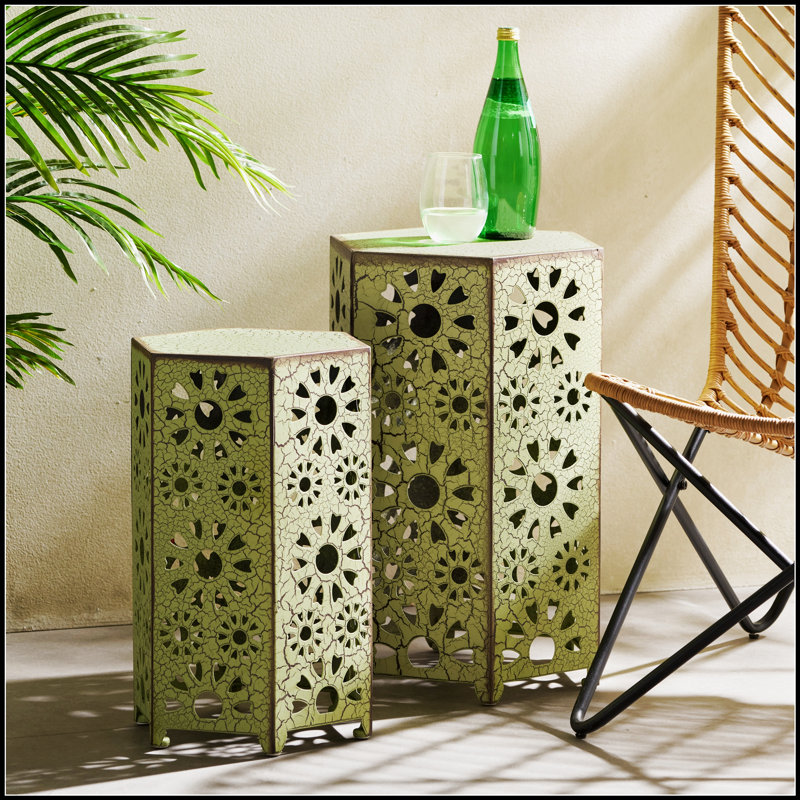 Ensemble de 2 tables d'appoint d'extérieur Eliana