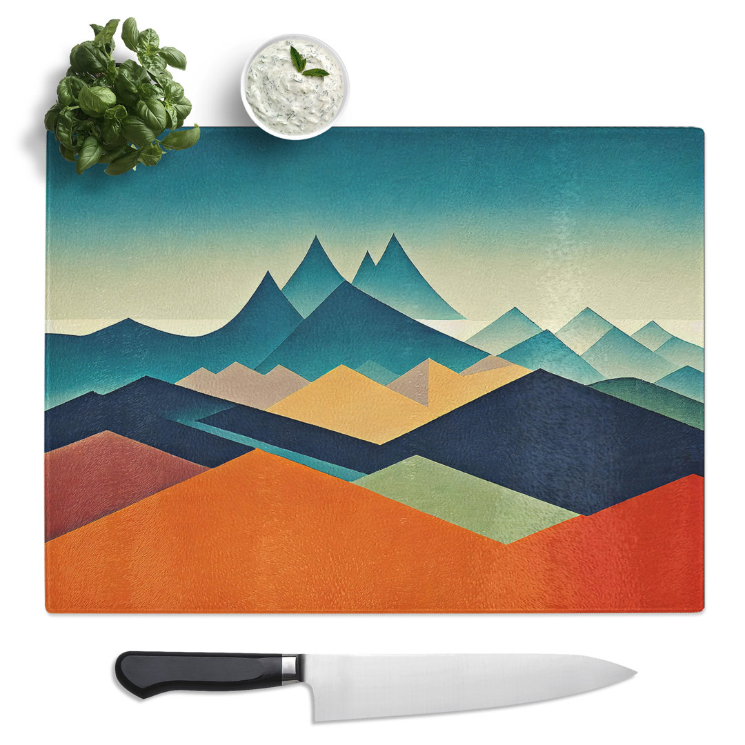 Abstract Mountain Range Vol.1  Glass Chopping Board