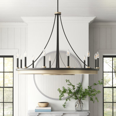 Marconi 12-Light Dimmable Wagon Wheel Chandelier