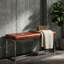 Banc capitonné contemporain Monkstown, similicuir brun