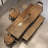 Brown Rectangular Solid Wood Dining Table-245076222