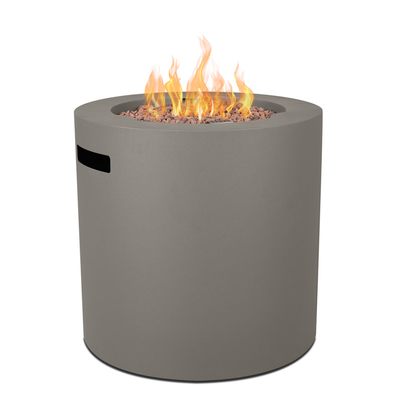 Aegean 24" Round Steel Propane Fire Pit Table with Hidden Tank Storage by Real Flame, Gray