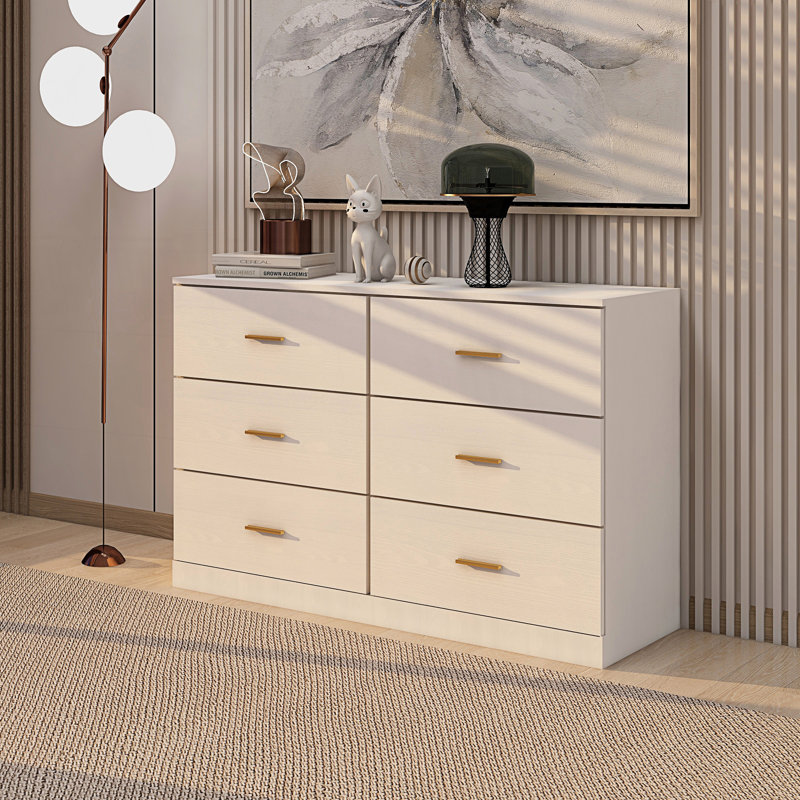 Commode 6 tiroirs Modern, commode, Blanc antique