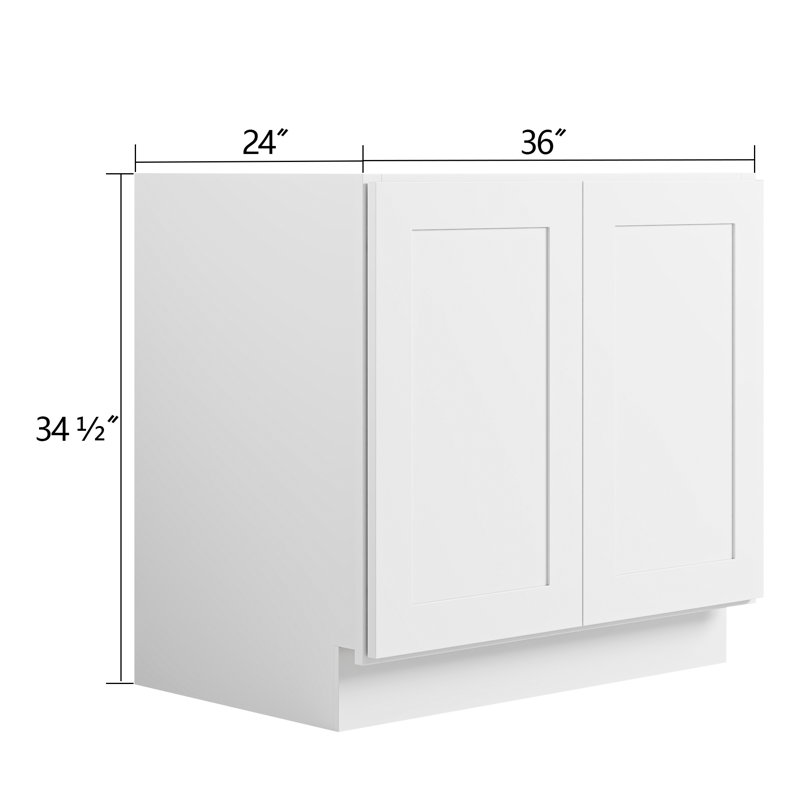 Modern Shaker Kitchen Base Cabinet, Solid Birch Frame & Plywood Box, Soft-Close Slides & Hinges, Modular Sizes for Custom Layout(12”–42”)