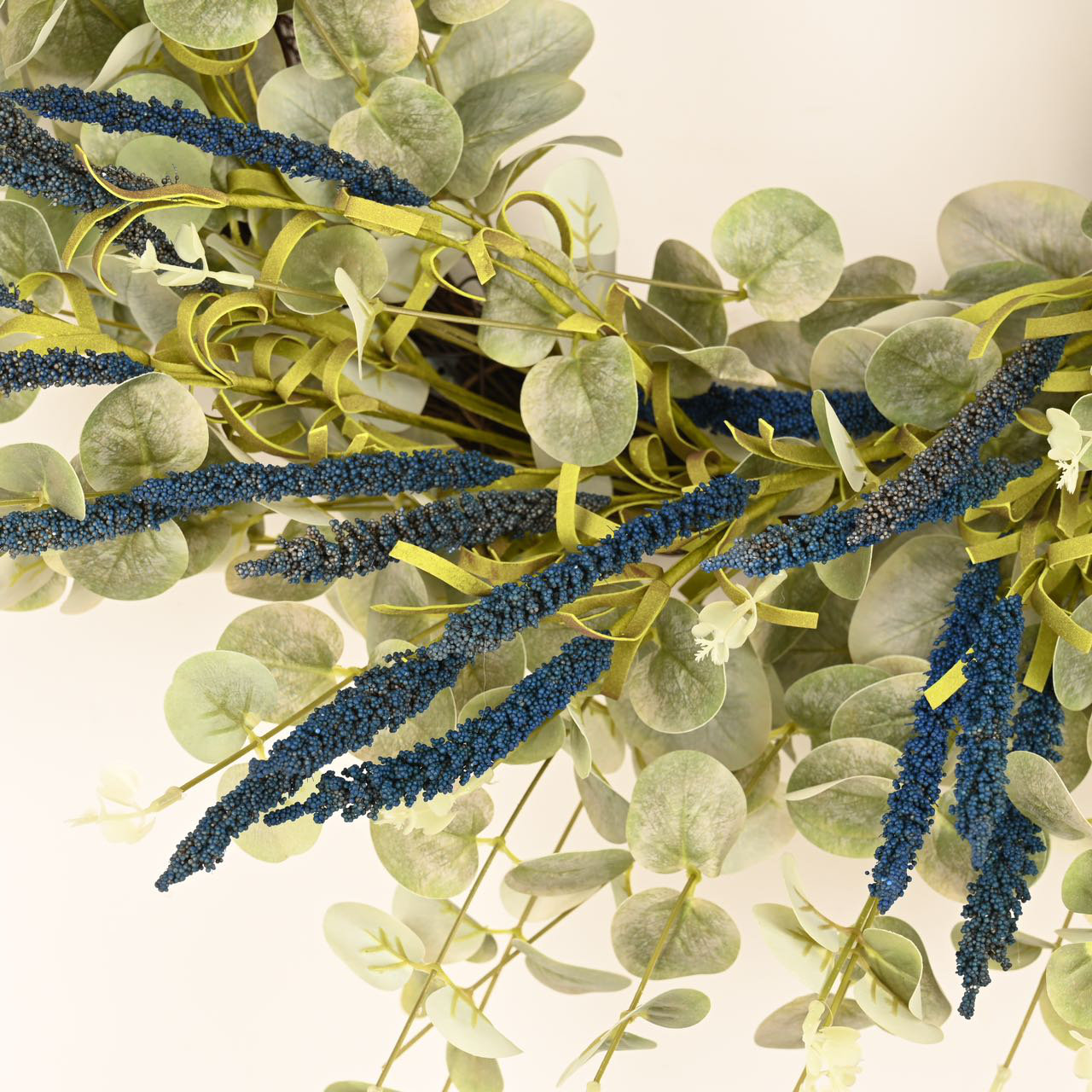 26" Eucalyptus Wreath, Navy/Green
