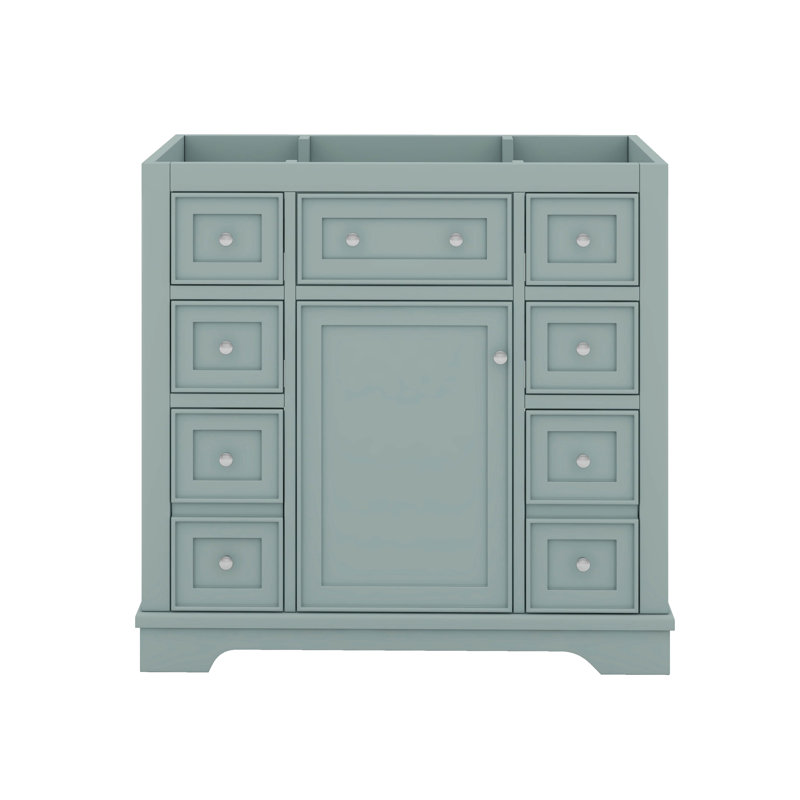 Meuble-lavabo 36 po sans lavabo, base d'armoire seulement, une armoire et six tiroirs, Vert
