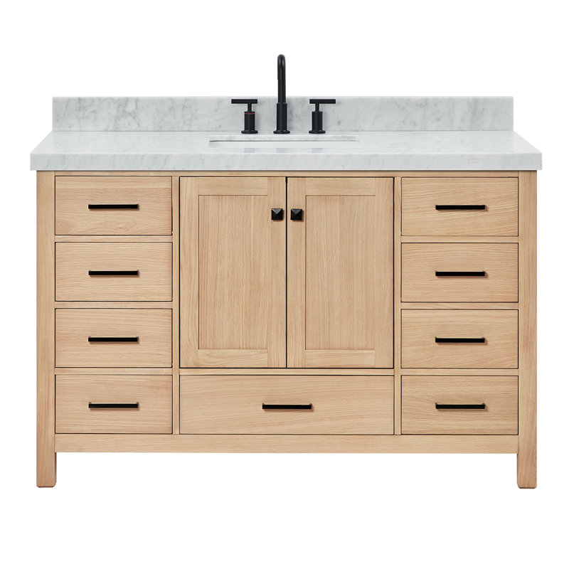 Meuble-lavabo simple 54 po avec plateau en marbre Cambridge, Chêne