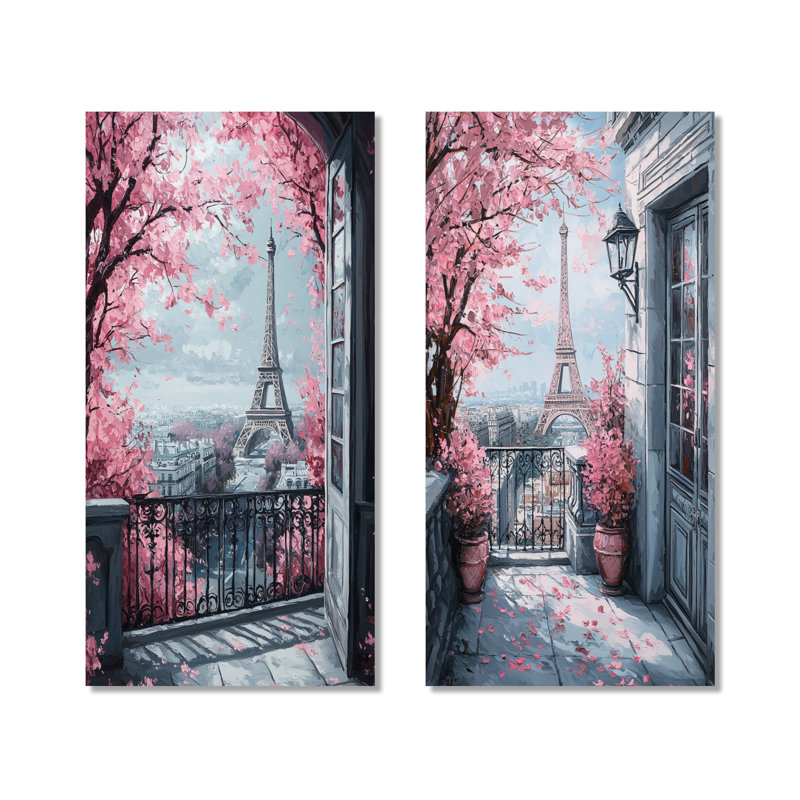 Ensemble de 2 roses roses Paris Eiffel, 32" H x 32" W