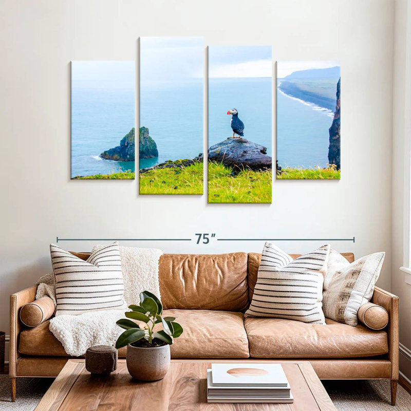 Brampt Puffin Standing On Cliff, 42'' H x 68'' W