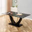 Table de salle à manger moderne, minimaliste et luxueuse imitation marbre noir, bureau rectangulaire. Bureau de jeu. Bureau.