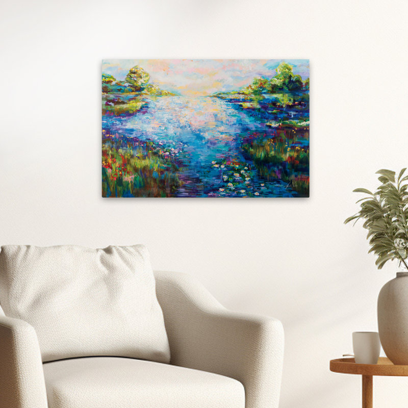 Art de Monet bleu et brun, H 16 po x l 24 po