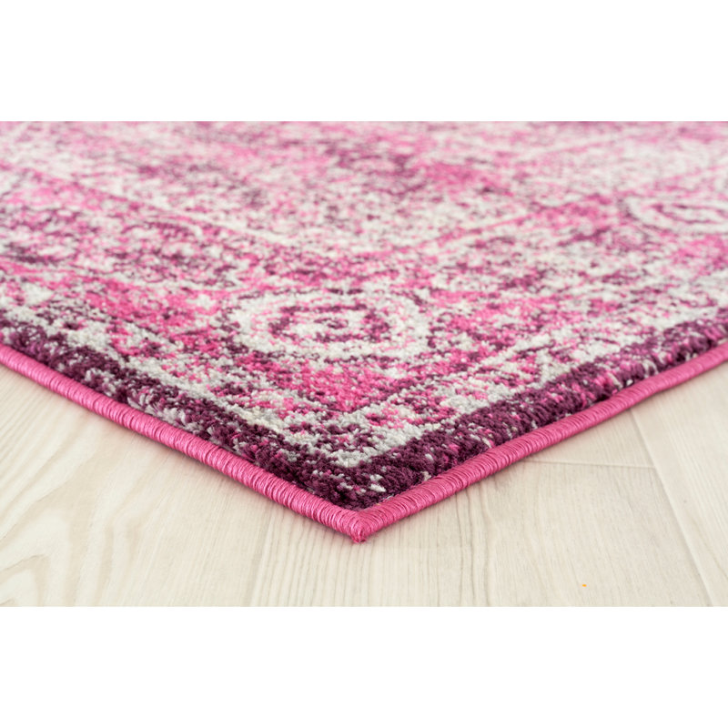 Tapis rose à motif géométrique Dietz, Rectangle 12 pi 6 po x 15 pi