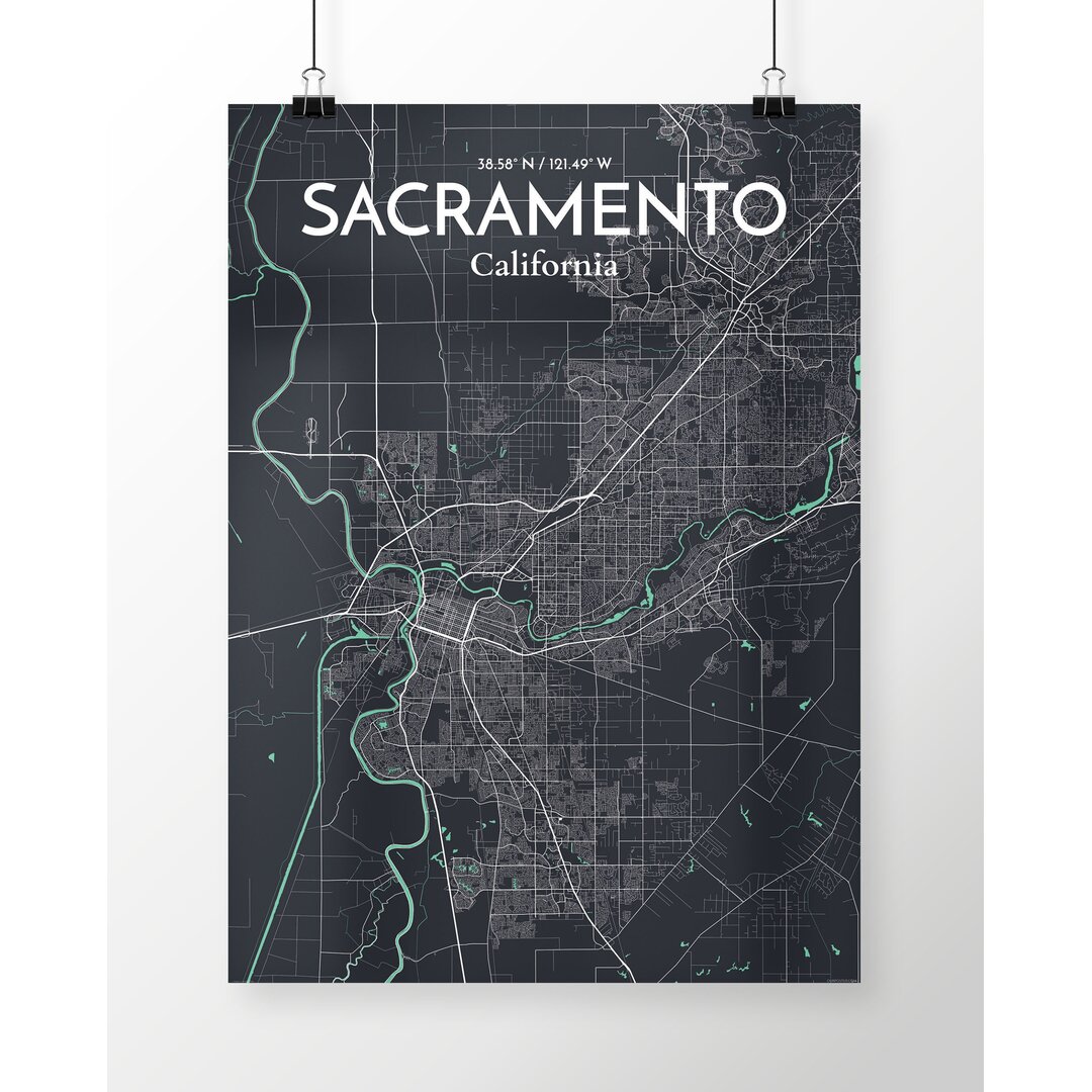 Grafikdruck Sacramento Stadtplan