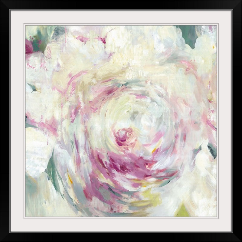 «Shabby Peony I» - reproduction, Cadre noir, H 20" x l 20" x P 1"
