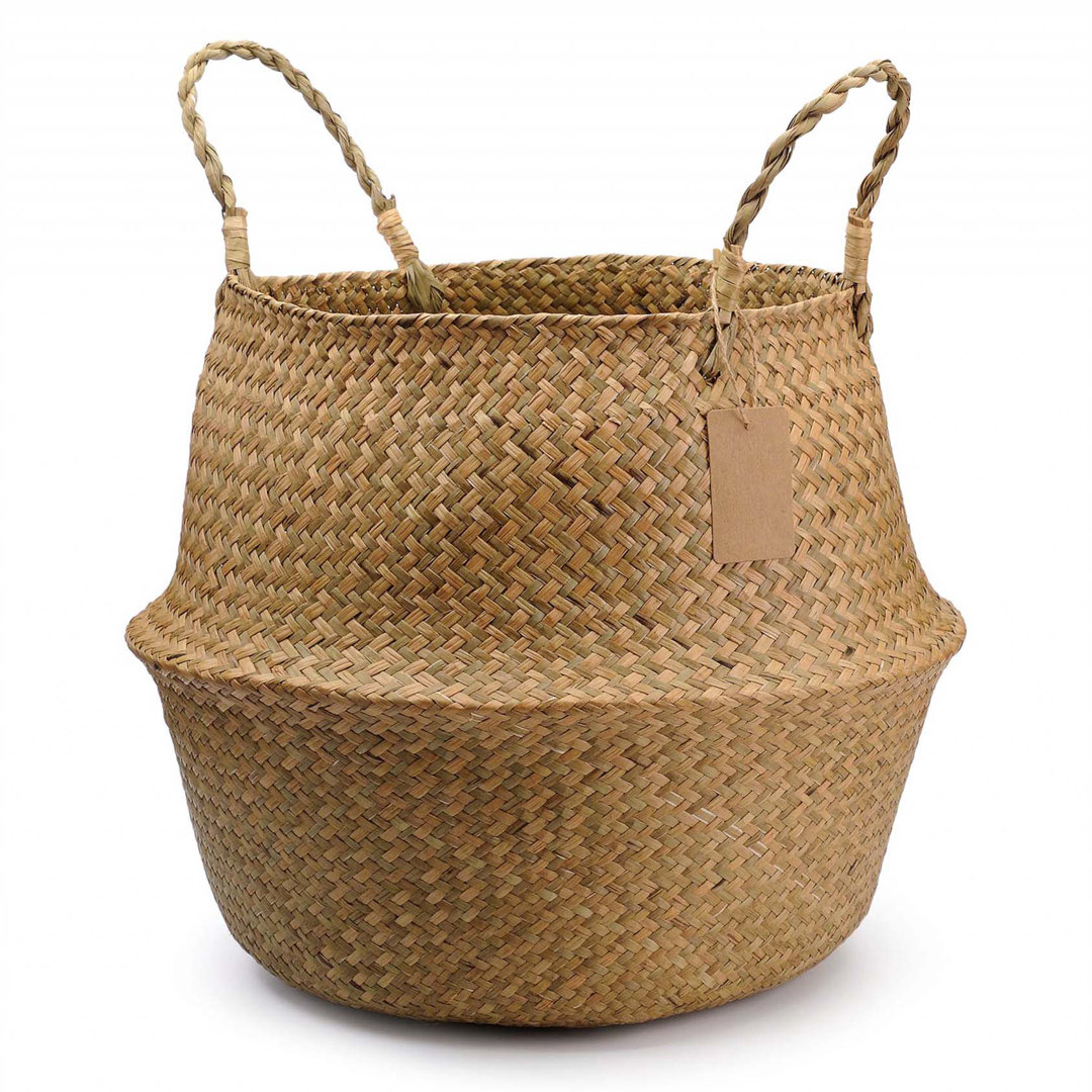 Foldable Seagrass Laundry Basket With Handle
