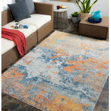 Mckamey Geometric Blue Indoor / Outdoor Use Area Rug