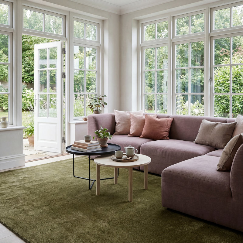 Gania Modern Green Rug, Rectangle 4' x 6'