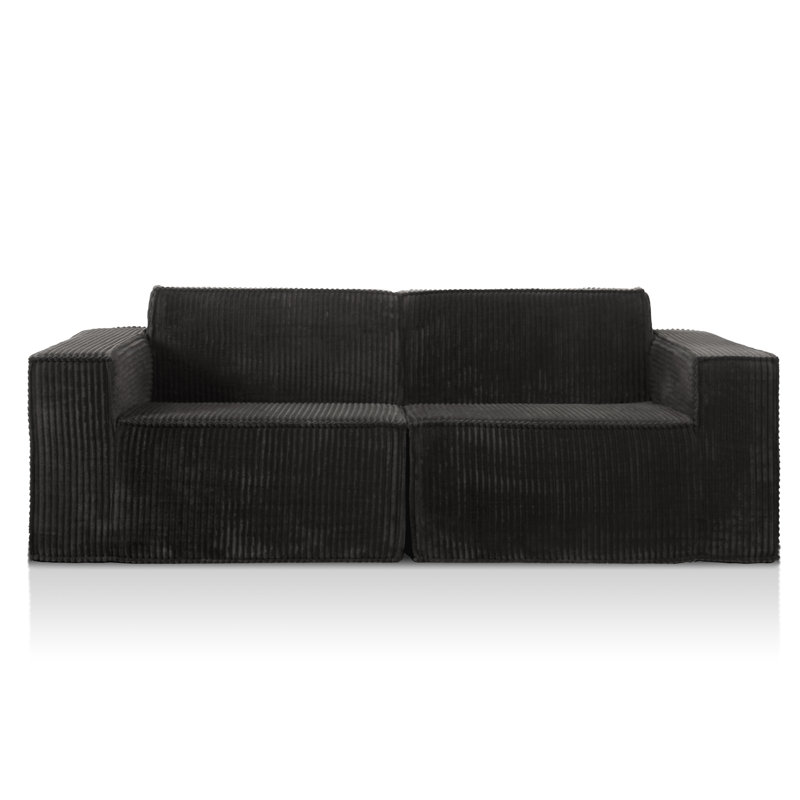 Magness 81" Chenille Modular Loveseat With High-Density Foam, Black