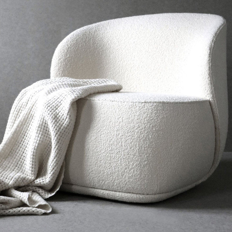 Modholic Tuva Lounge Chair, White Boucle