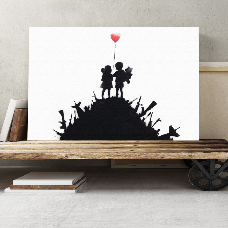 Banksy Balloon Graffiti - Wrapped Canvas, 70cm H x 100cm W