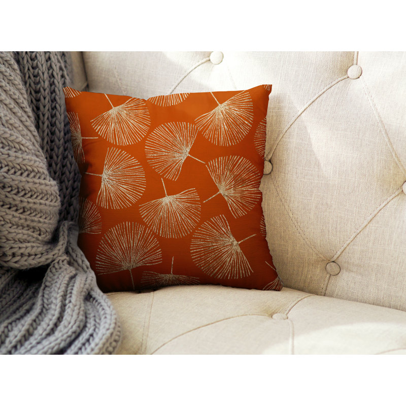 Coussin intérieur / extérieur Joba Dandilion, L 19 po x H 19 po, Orange / doré
