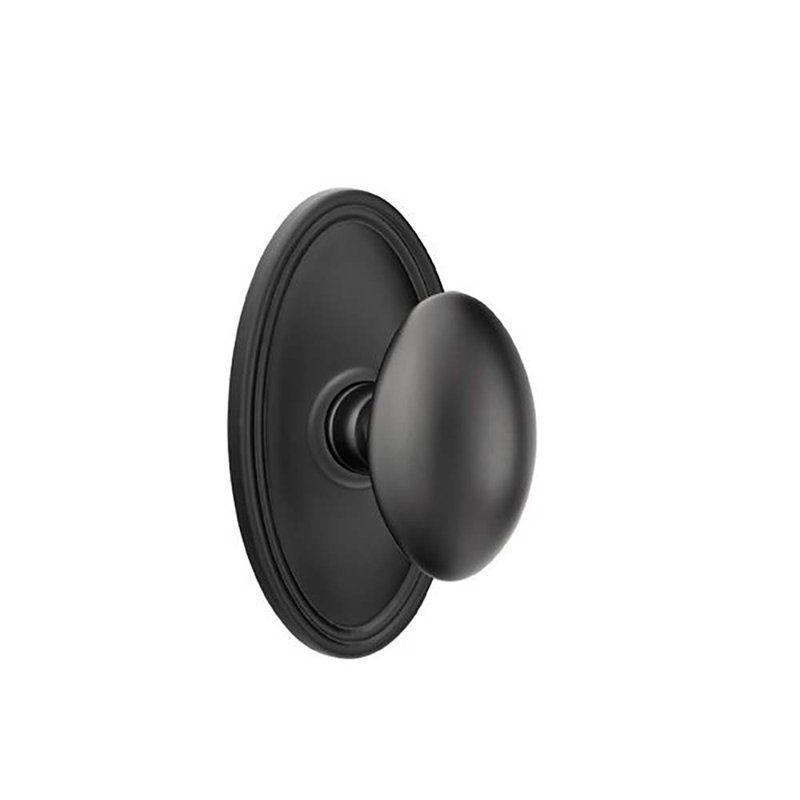 Passage Egg Knob with Oval Rose, Flat Black