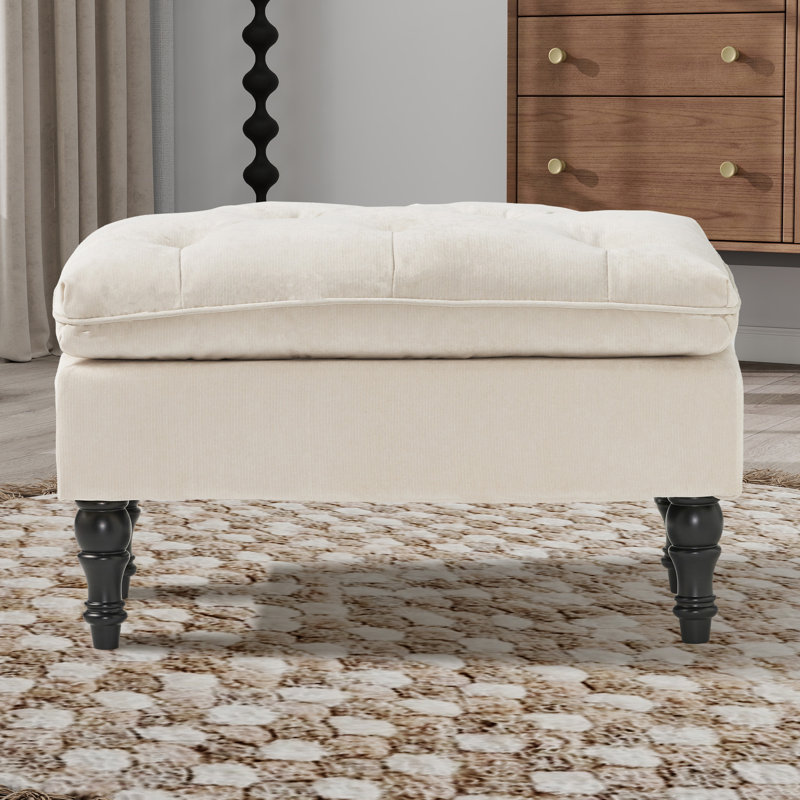 Upholstered Ottoman, Cream