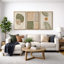 «Mid Century Modern Boho», feuille organique tropicale organique, images chaudes abstraites neutres, impression sur toile encadrée, 3 pièces-79731283-79731281